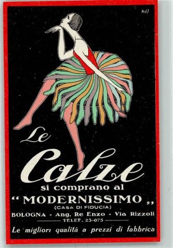 Bologna Le Calze si comprano al "Modernissimo" Strümpfe Art Deco sign. Nasi