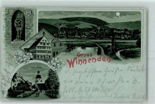 Winnenden 1903 St. Wendelin Stadtkirche Apotheke Rathaus