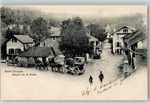 74140 Saint-Cergues 1901 - Postkutsche Depart de la Poste AK