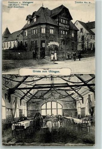 Uhingen 1909 Gasthaus Metzgerei Zum Saalbau von Karl Haug