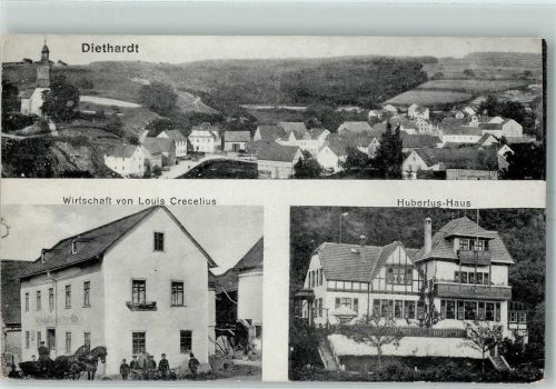 56355 W5428 Diethardt 1920 - Gasthaus Louis Crecelius + Hubertus Haus AK