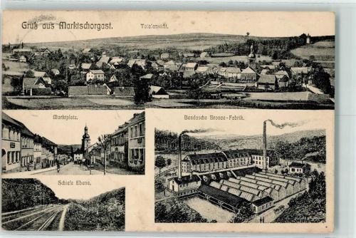 Marktschorgast 1914 Marktplatz Schiefe Ebene Bendasche Bronze Fabrik