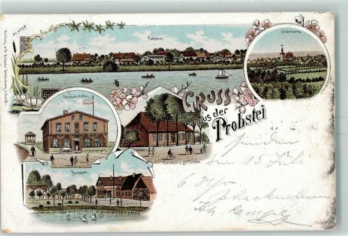 24217 W2306 Schönberg Holstein 1900 Lithographie Gruss aus Probstei Strand Hotel , Bursbek AK