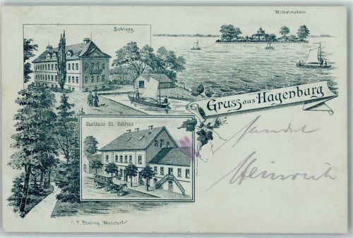 31558 W3055 Hagenburg b Wunstorf 1903 - Schloss Wilhelmstein Gasthaus Ed. Behrens Pferdekutsche Segelboote
