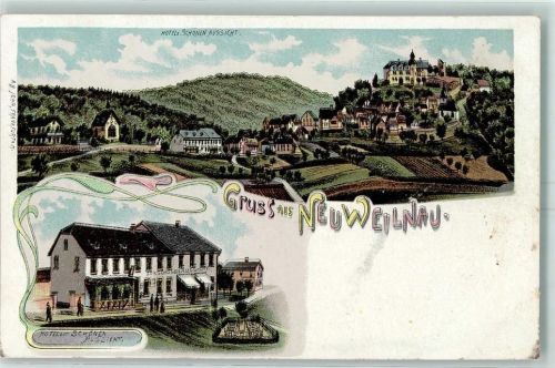 61276 W6395 Neuweilnau Lithographie Hotel Zur Schönen Aussicht