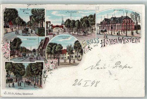 Hohenwestedt 1898 Vorderstraße Marktplatz Bürgerschule Landwirtschaftl. Lehranstalt Hinterstraße Allee