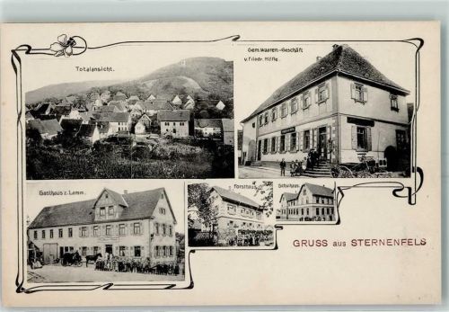 Sternenfels Gem.-Waren-Geschäft von Friedr. Höfle Gasthaus Zum Lamm Forsthaus Schulhaus