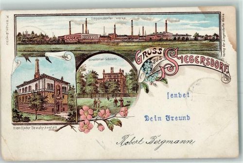 Siegersdorf 1901 Gruss aus Lithographie Bewahrungsanstalt für Kleinkinder , Industrie AK