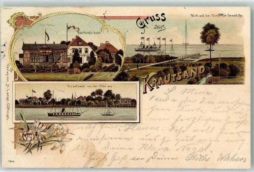 Krautsand 1899 Buhrfeinds Hotel Rhede der Seeschiffe Elbe Schiffe