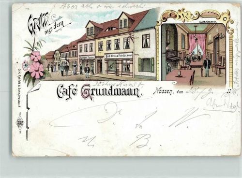 01683 O8255 Nossen 1898 Gebrauchsspuren Cafe Grundmann Lithographie