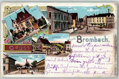 Brombach 1903 Schloss Marktplatz Gasthaus Zum Hirschen Walzenmühle Reichspost Fabriken Grossmann Gasthaus Zur Post