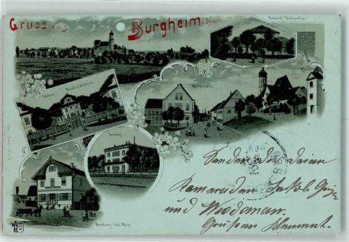 Burgheim 1900 Bahnhofs-Restauration Schloss Bertholdsheim Marktplatz Bahnhof Handlung Joh. Mayr
