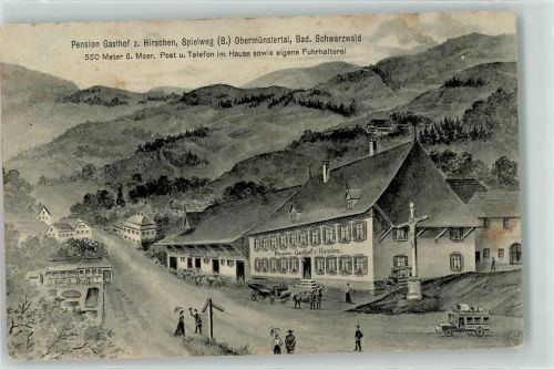 Obermünstertal 1917 Pension Gasthaus Zum Hirschen Spielweg