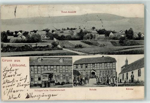 Lüthorst 1909 Schaper'sches Gasthaus Schule Kirche