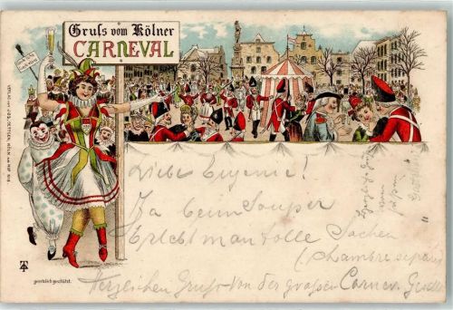 W5000 Köln Stadt Fasnacht Festzug Karneval 1896 Lithographie