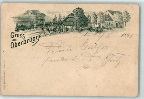 Oberbrügge 1895 Bahnhof Dampflokomotive Bahnpost Langen (Westf) - Betzdorf Zug 416
