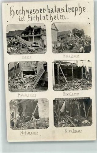 99994 O5706 Schlotheim 1926 Foto AK Hochwasserkatastrophe Trümmer Soege Krautgasse Mehlergasse