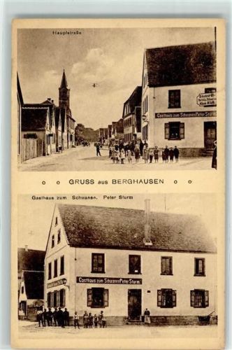 67354 W6725 Berghausen , Pfalz Foto AK Hauptstraße Gasthaus Zum Schwanen Peter Sturm