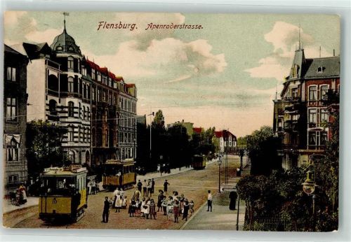 24937 W2390 Flensburg 1908 - Apenraderstraße Straßenbahn Wagen 10 Kinder