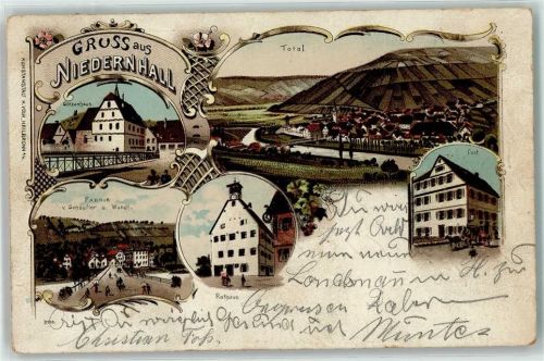 Niedernhall 1909 götzenhaus Fabrik v. Schaufler und Wundt Rathaus Post