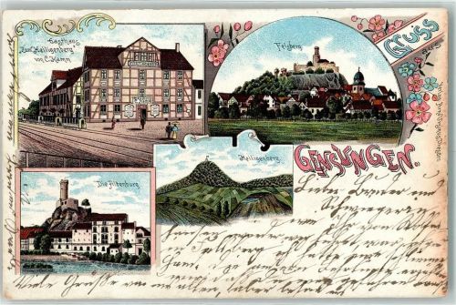 Gensungen 1900 Gasthaus Zum Heiligenberg C. Kamm Eisenbahn Felsberg Altenburg