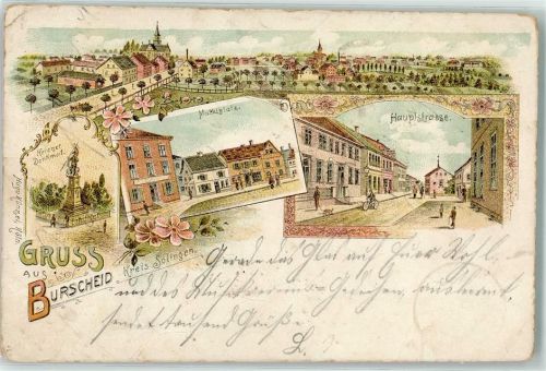 Burscheid 1901 Marktplatz Kriegerdenkmal Hauptstraße Lithographie