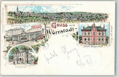 Wörrstadt 1899 Neunröhrenbrunnen Amtsgericht Höhere Bürgerschule