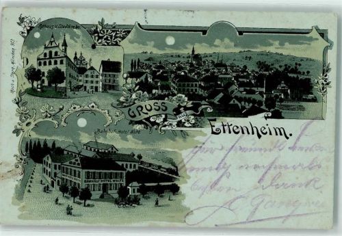 Ettenheim 1902 Rathaus Stadtkirche Bahnhof Hotel Welte