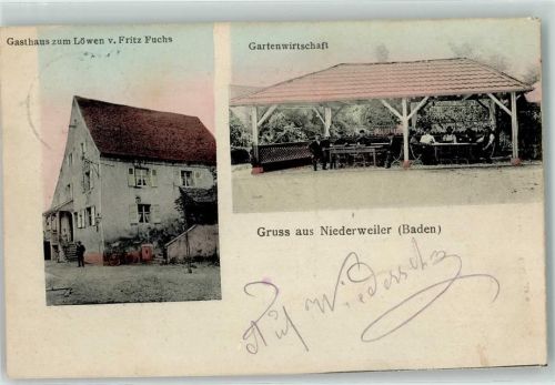 79379 W7840 Niederweiler , Markgräflerl 1911 - Gasthaus Zum Löwen Fritz Fuchs