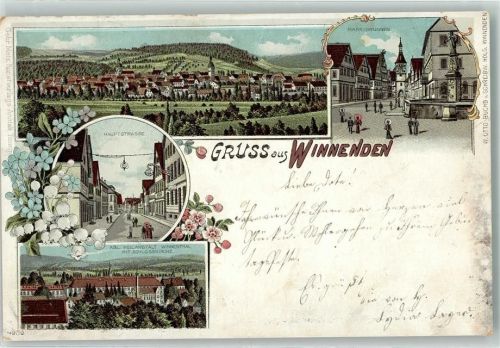 Winnenden Hauptstraße Marktbrunnen Kgl. Heilanstalt Winnenthal Schlosskirche