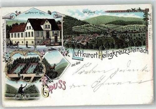 Heiligkreuzsteinach 1900 Gasthaus Zum Lamm Forellenweiher Gämse Fahrrad