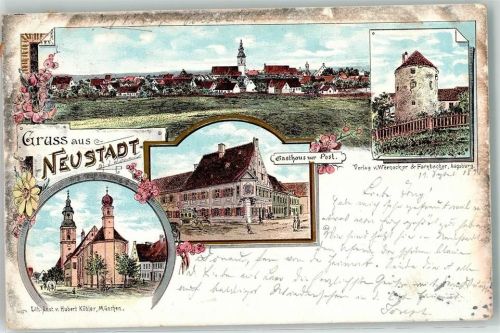 Neustadt 1898 Gasthaus Zur Post Kirche Turm