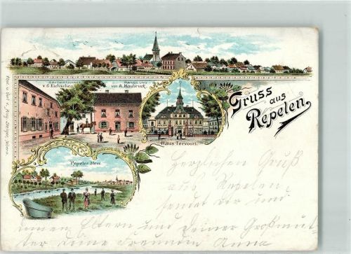 Repelen 1899 Repeler Meer Gasthaus G. Eickschen Handlung A. Haubruck Haus Tervoort Lithographie