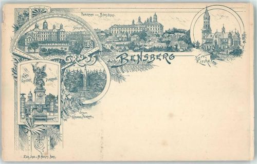Bensberg Kath. Kirche Schloss Österr. Kriegerdenkmal Kreis-Kriegerdenkmal Vorläufer Lithographie