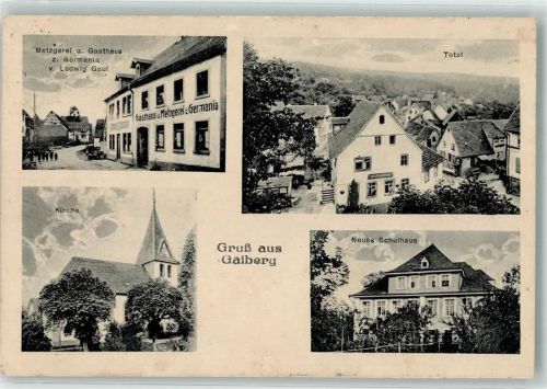 69251 W6901 Gaiberg , Baden - Metzgerei Gasthaus Zur Germania Ludwig Gaul Kirche Neues Schulhaus