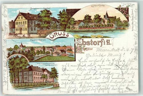 Ebstorf 1899 Bockelmanns Gasthaus Kirche Kloster Prov. Ackerbauschule Georgs-Anstalt