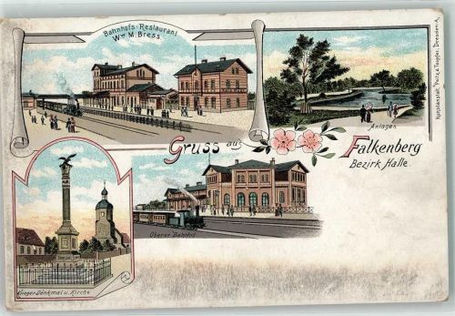 Falkenberg Bahnhofs-Restaurant Anlagen Oberer Bahnhof Kriegerdenkmal Kirche