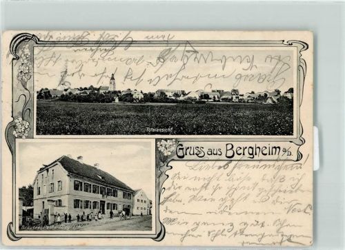 86673 W8859 Bergheim b Neuburg a d Donau 1906 - Brauerei Post und Telegraph