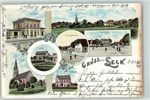 Leck 1899 Bahnhof Hauptstraße Schule Kirche Postamt Marktplatz