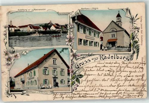 79790 W7897 Kadelburg 1909 - Rhein Ruderboot Gasthaus Zur Krone Gasthaus Zum Hirschen