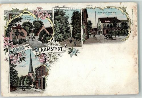 25355 W2202 Barmstedt Lithographie Kirche Schloss Ranzau Hotel Stadt Hamburg