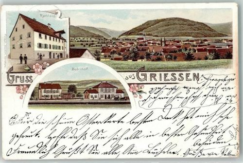 Grießen 1900 Rathaus Bahnhof
