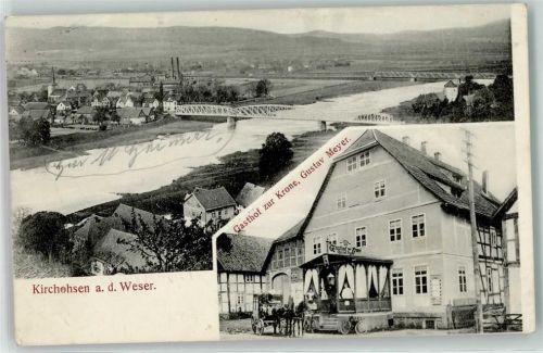 Kirchohsen 1914 Gasthaus Zur Krone Gustav Meyer Fahrrad Kutsche