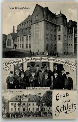 Schleiz 1912 Neue Knabenschule Lehrerkollegium Alte Bürgerschule