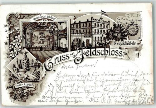 04416 O7113 Markkleeberg 1896 Lithographie Gasthaus Zum Feldschloss Großstädteln