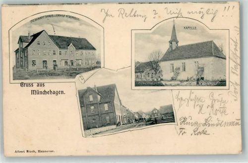 Münchehagen 1905 Geschäftshaus Ernst H. Scheele Kapelle
