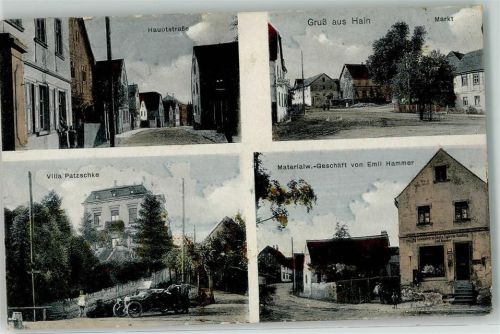 02797 O8806 Hain b Zittau - Hauptstraße Markt Villa Patzschke Oldtimer Materialwaren-Geschäft Emil Hammer