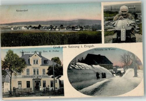 Satzung 1915 Niederdorf Gasthaus Zur Post R. Poller Winter Spitzen Handarbeit Feldpost WK I K. S. Landsturm-Infanterie-Bataillon XII 1. Komp.