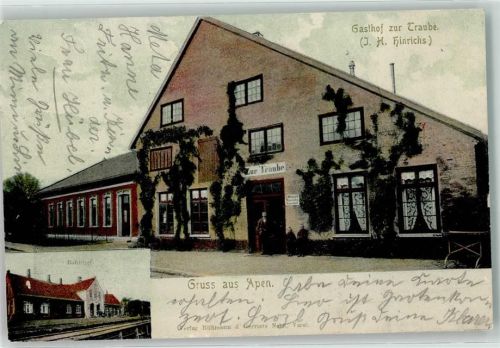 26689 W2913 Apen 1904 - Gasthaus Zur Traube J. H. Hinrichs Bahnhof