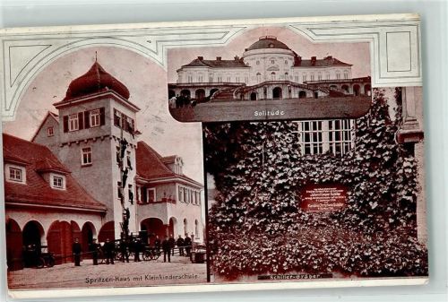 70839 W7016 Gerlingen , Württ 1913 - Spritzen-Haus mit Kleinkinderschule Feuerwehr Schloss Solitude Schiller Gräber